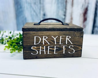 Farmhouse Dryer Sheet Box: Wooden Laundry Room Storage
