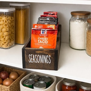 Pantry Organizer Seasoning Packet Holder | Custom Wooden Spice Crate | Farmhouse Kitchen Storage