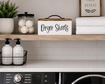 Dryer Sheets Box | Laundry Room Organizer | Wooden Dryer Sheet Holder |  Laundry Storage Box
