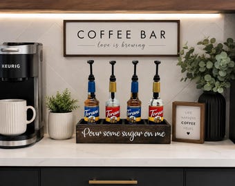 Farmhouse Coffee Syrup Organizer: Rustic Coffee Bar Decor
