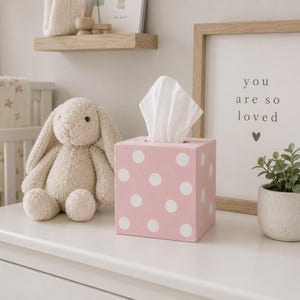 Hand Painted Wood Tissue Box Cover: Polka Dot Decor