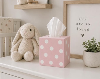 Hand Painted Wood Tissue Box Cover: Polka Dot Decor