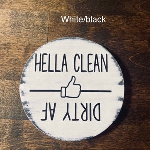 Funny Dirty AF Clean/Dirty Dishwasher Magnet: Rustic Farmhouse Kitchen Decor white/black