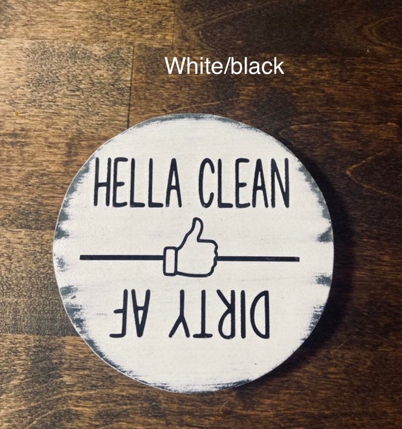Funny Dirty AF Clean/Dirty Dishwasher Magnet: Rustic Farmhouse Kitchen Decor white/black