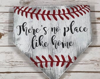 Baseball plate there's no place like home, coaches gift, baseball sign