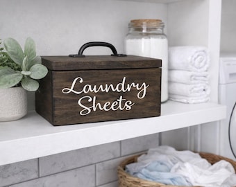 Laundry Sheet Box | Large Farmhouse Dryer Sheets Holder | Rustic Wooden Laundry Room Decor