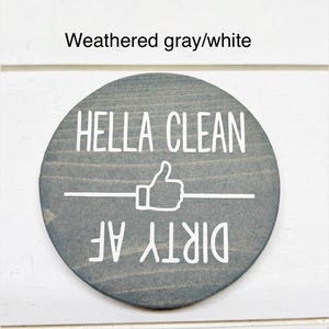 Funny Dirty AF Clean/Dirty Dishwasher Magnet: Rustic Farmhouse Kitchen Decor weathered gray/white