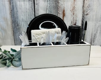 Caddy for paper plates and utensils sale