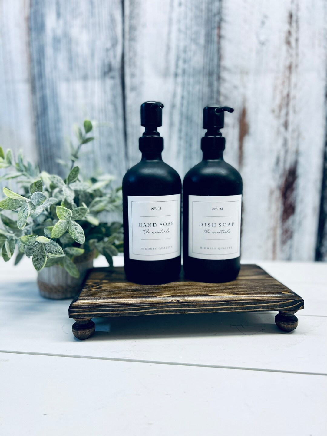 Farmhouse Tray, Boho Riser, Soap Dispenser Tray, Bathroom Decor, Wood ...