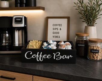 Wooden Coffee Bar Organizer: Pod and Sugar Storage