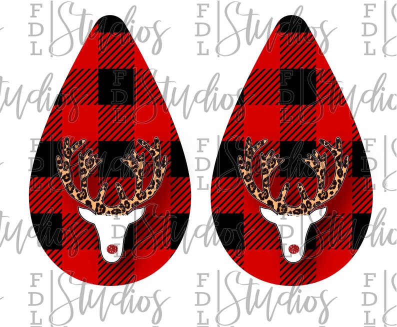 Download Leopard Reindeer Buffalo Plaid Sublimation Design Tear | Etsy