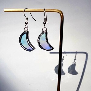 Iridescent Stained Glass Moon Earrings