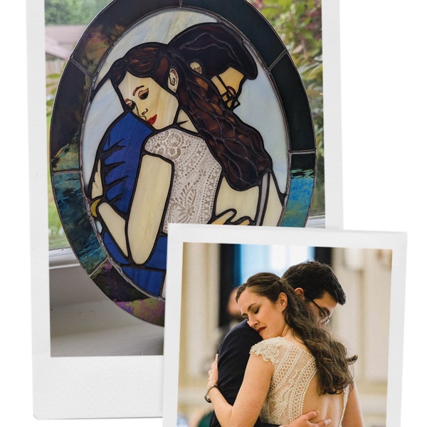 Custom Stained Glass Couples Portrait (wedding, anniversary, couples portrait) *Please read full item description before placing your order!