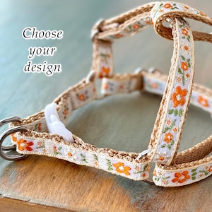 Embroidered 3/8” Teacup Step-in Harness • or Leash • for Dogs Under Ten Pounds • Best for Delicate Trachea • Mini- XXS • Puppy • Lightweight