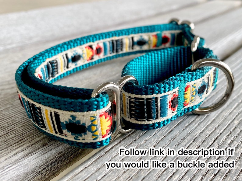 Southwest Teal Jacquard Martingale Dog Collars Woven Design Etsy