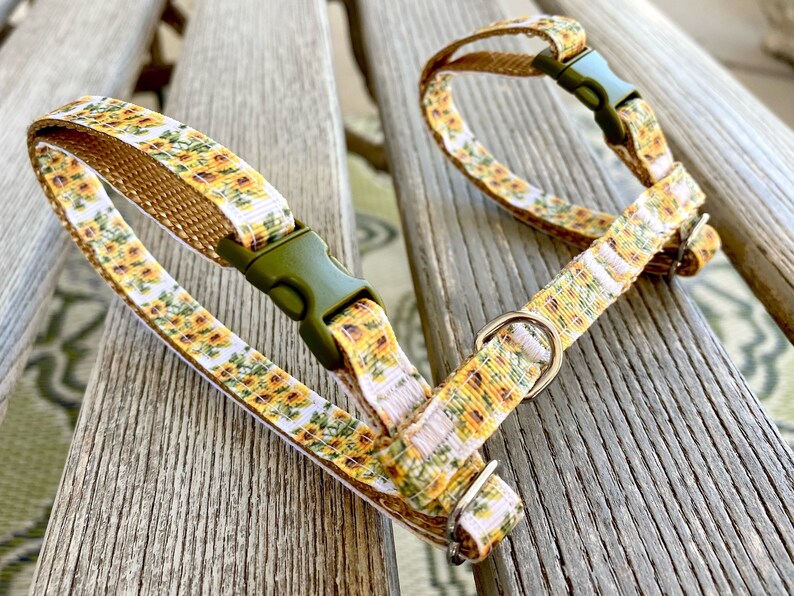 Sunflower Cat Collar or Harness White Cat Collar Floral Etsy