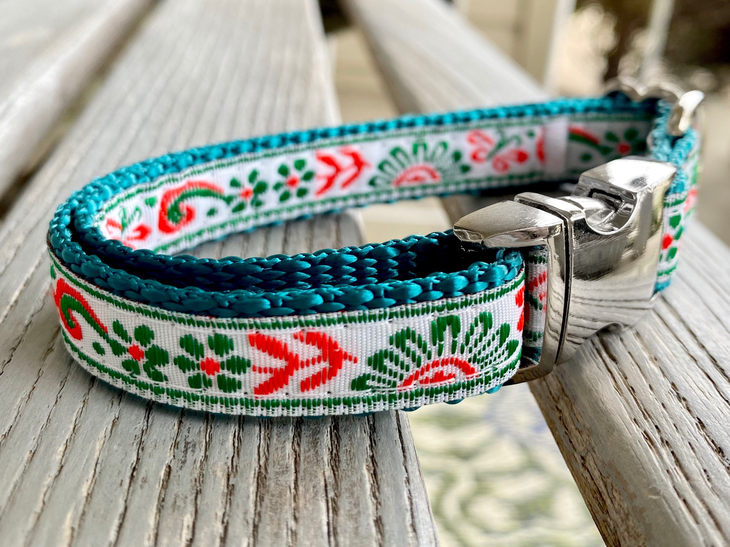 Festive Paisley Dog Collar Leashor Harness Small Dog Etsy