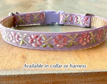 Petite Lilac Breakaway Cat Collar or H Style Walking Harness Lavender Cat or Kitten Collar Cat Harness Kitten Harness Safety