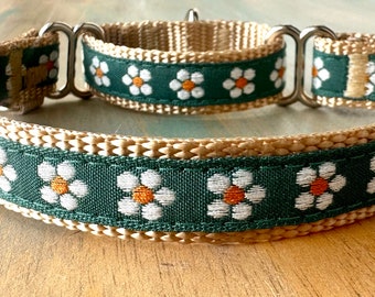 Dogwood Flower Martingale Dog Collar Floral Humane Choke Collar for Sight Hounds Greyhound Martingale Collar Flower Martingale for Girl Dog