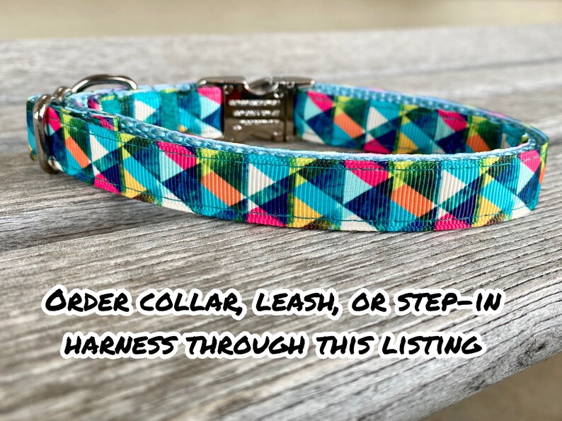 Teal Diamond 5/8 Wide Dog Collar Leash or Stepin Etsy