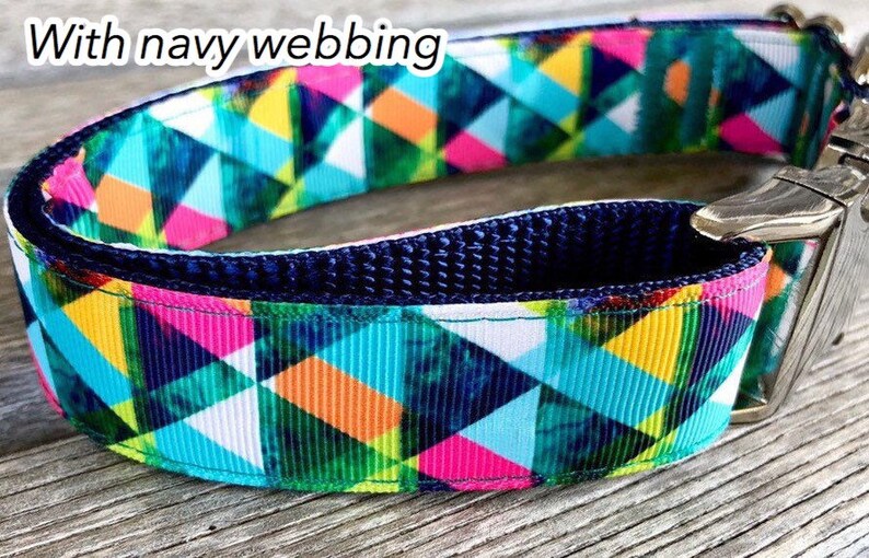 Teal Diamond 1 Wide Dog Collar Leash or Stepin Etsy
