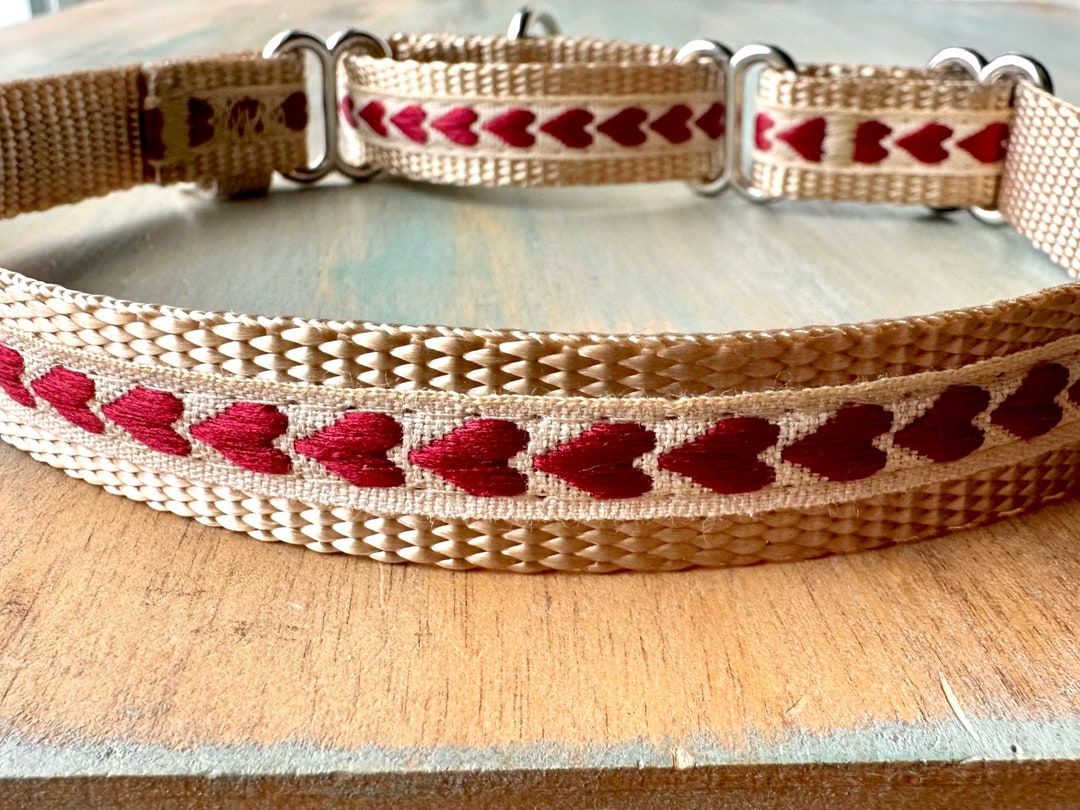 Sweet Hearts Martingale Dog Collar Love Humane Choke Collar Red Design