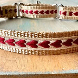 Sweet Hearts Martingale Dog Collar Love Humane Choke Collar Red Design Whippet Collar Sight Hound Valentine