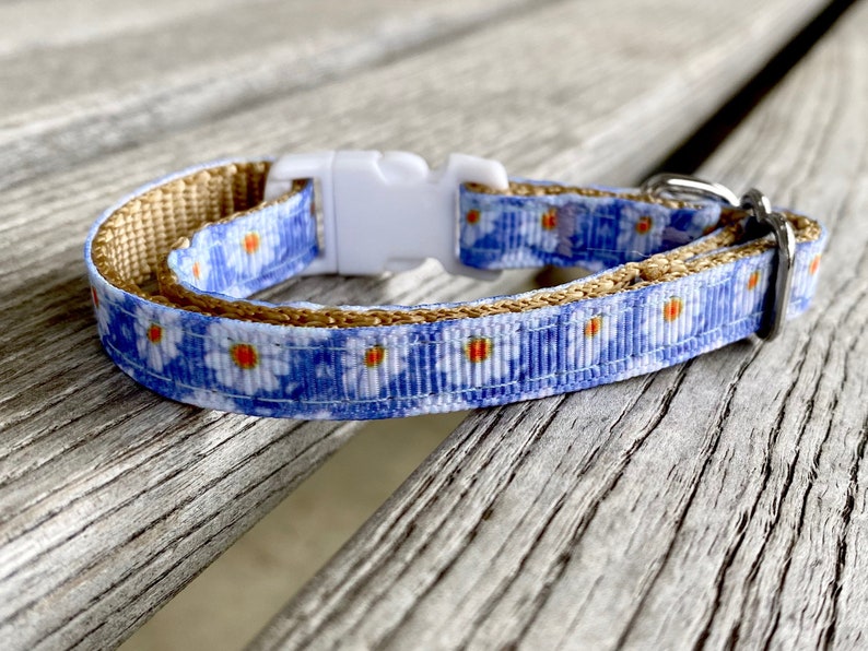 Periwinkle Daisy Cat Collar Violet Cat Collar Floral Kitten Etsy
