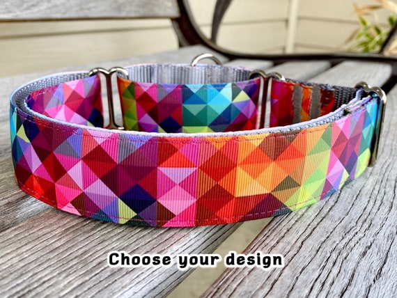 1.5 W Abstract & Ikat Martingale Whippet Dog Collar