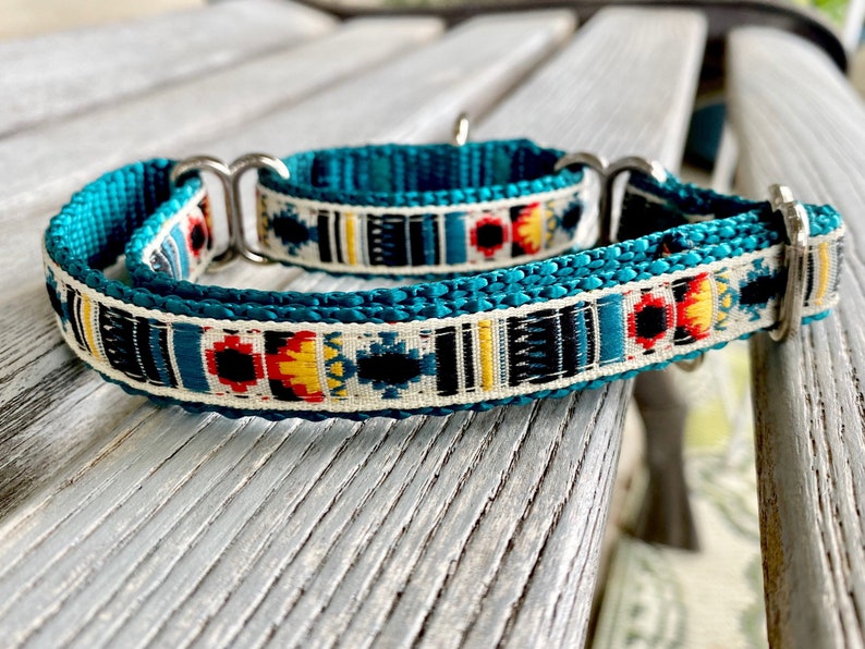 Southwest Teal Jacquard Martingale Dog Collars Woven Design Etsy
