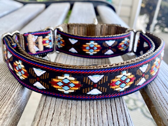 1 Aztec Jacquard Martingale Dog Collars Nylon Webbing Humane