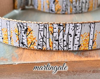 Montrose Aspen Martingale Dog Collar or Leash Jacquard Humane Choke Collar Birch Tree Collar Whippet Collar Sight Hound Nature Trees Forest