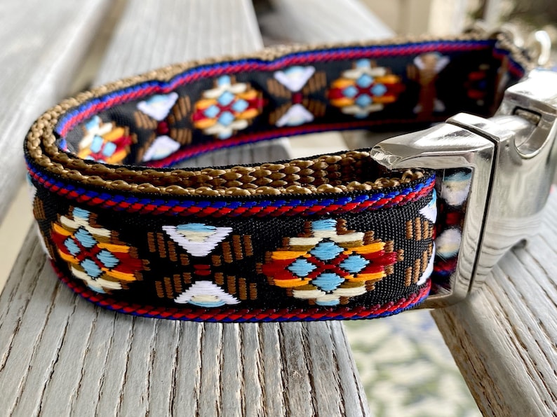 Aztec Jacquard 1 Wide Jacquard Dog Collar Dog Collar Etsy