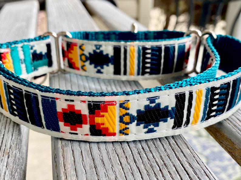 Southwest Teal Jacquard Martingale Dog Collars Woven Design Etsy