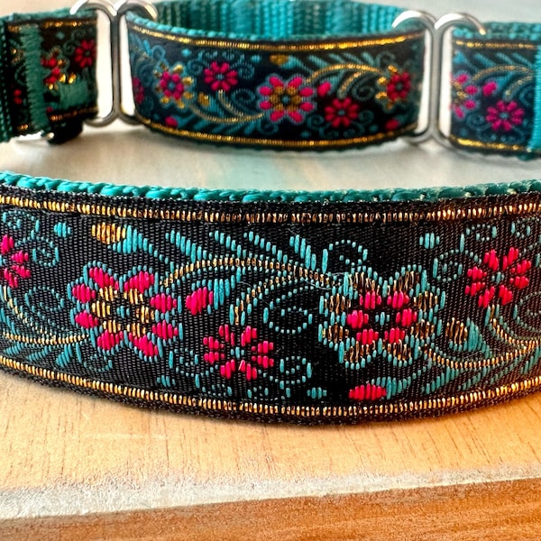 Enchanted Garden Martingale Dog Collar Floral Humane Choke Collar for Sight Hounds Greyhound Martingale Collar Flower Martingale