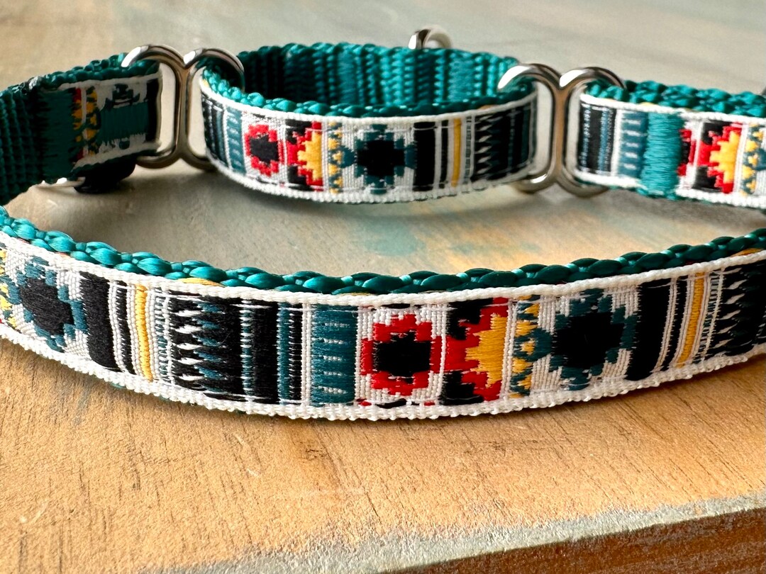 Southwest Teal Martingale Dog Collar Sight Hound Humane Choke Collar