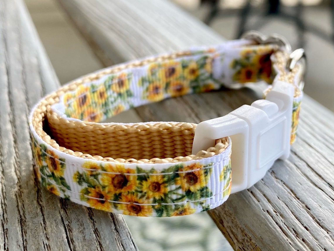 Sunflower Cat Collar or Harness White Cat Collar Floral Etsy