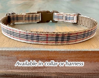 Furberry Breakaway Plaid Cat Collar or H Style Walking Cat Harness Safety Collar Brown Plaid Cat Collar or Harness