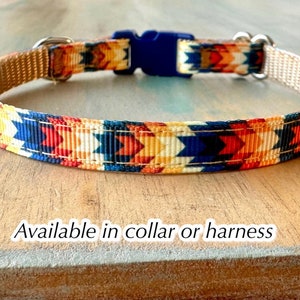 Autumn Aztec Breakaway Cat Collar or Walking H Style Cat Harness Orange Cat Collar or Kitten Collar Yellow Kitten Harness