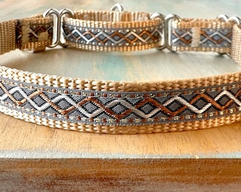 Iron Mountain Martingale Dog Collar or Leash Gray Metallic Humane Choke Collar Copper Grey Boy Martingale