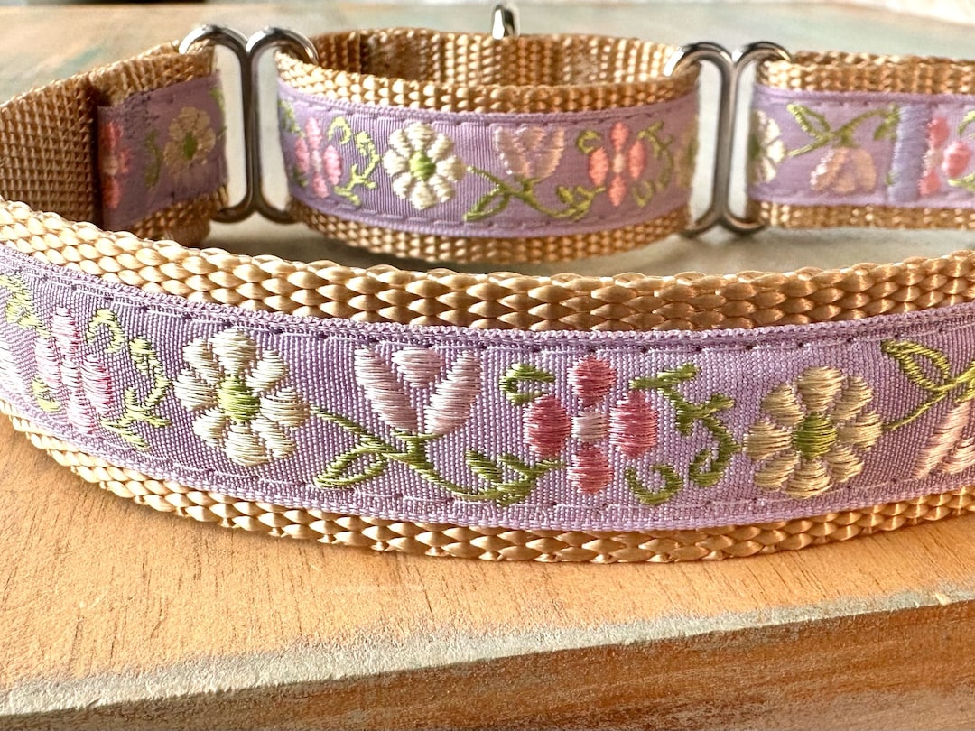 Lilac Garden Martingale Dog Collar Purple Humane Choke Collar for Sight