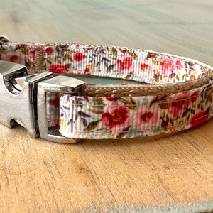 Summer Rose Teacup Dog Collar Dog Leash or Step-in Dog Harness for Dogs Under Ten Pounds Flower Dog Collar for Girl Dog Floral Harness