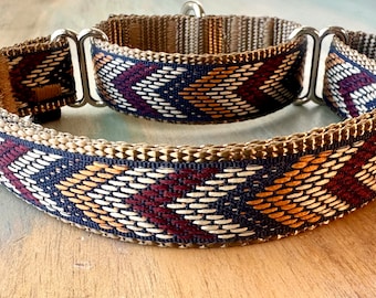 Whiskey River Martingale Dog Collars or Leash Sight Hound Humane Choke Collar Soft Woven Brown Greyhound