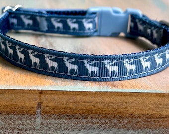 Moody Moose Breakaway Cat Collar • or H Style Harness • 3/8” Wide Soft Grosgrain • Lightweight Metal• Nature Design • Optional Leash