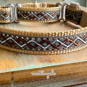 Iron Mountain Martingale Dog Collar or Leash Gray Metallic Humane Choke Collar Copper Grey Boy Martingale