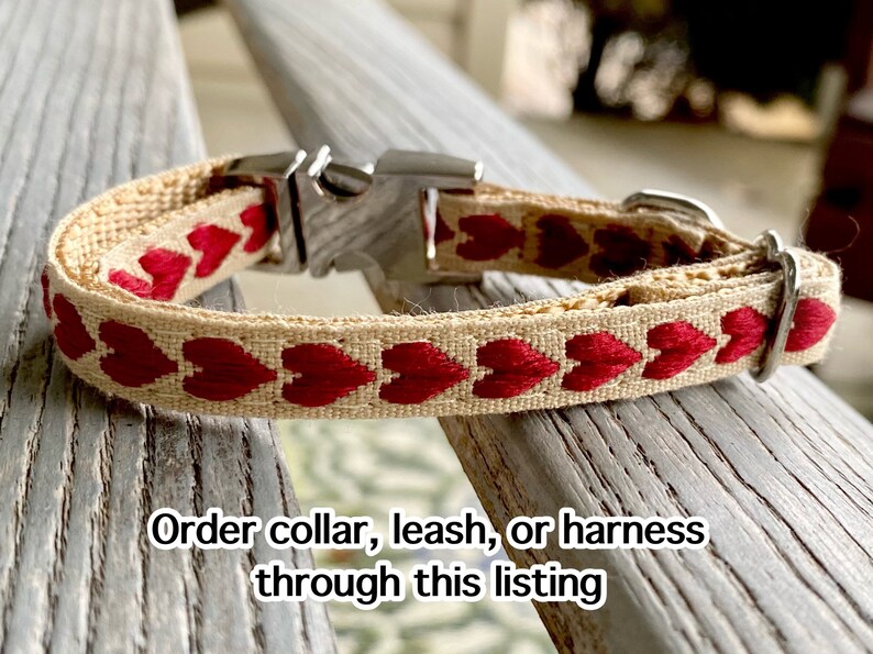 Sweet Hearts Woven Teacup Dog Collar Dog Leash or Stepin Dog Etsy