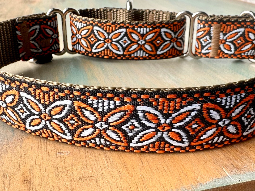 Spiced Chai Martingale Dog Collar Floral Humane Choke Collar for Sight