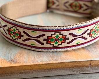 Collar para perro San Luis Sands de 1.5" • o correa a juego • M-XXL • Diseño del suroeste para perros machos o unisex para perros de raza grande Marrón tostado