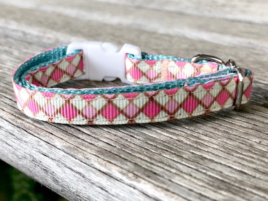 Blush Diamond Cat Collar Pink Kitten Collar Lattice Cat Etsy