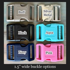 1.5" Alpine Glow Dog Collar • or Leash • Medium-XXL •Quick Release Silver Metal Buckle • Blue Yellow Accessory Strong Mountain Landscape image 9